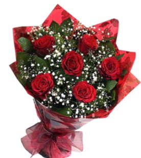 6 adet kırmızı gülden buket  Bitlis yurtiçi ve yurtdışı çiçek siparişi 