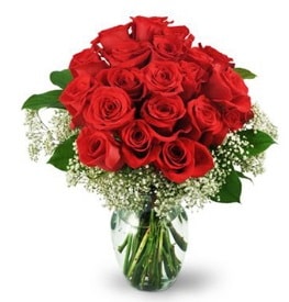 25 adet kırmızı gül cam vazoda  Bitlis çiçek , çiçekçi , çiçekçilik 