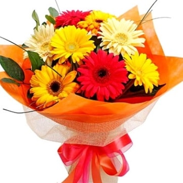 9 adet karışık gerbera buketi  Bitlis çiçek , çiçekçi , çiçekçilik 